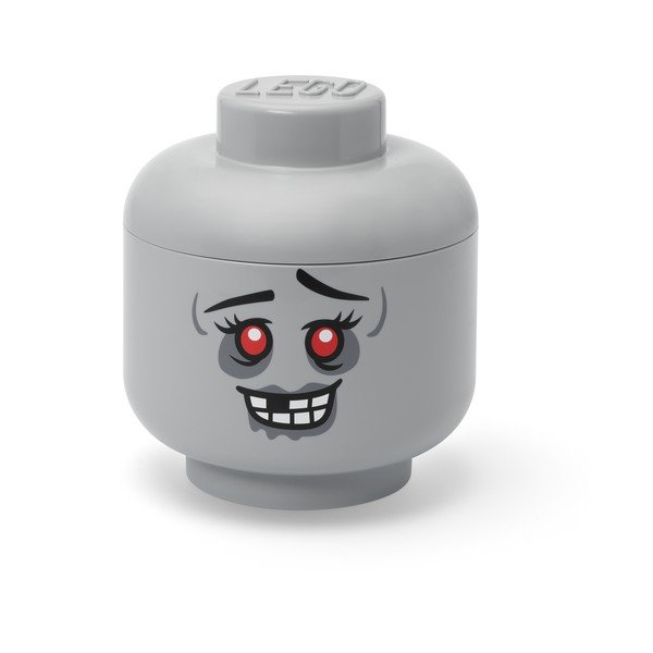 Šedý plastový dětský úložný box ø 24x27 cm Head Zombie L – LEGO®