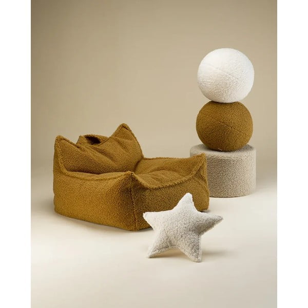 Hnědý dětský pohovkový polštář z textilie bouclé Ball – Wigiwama-image-2