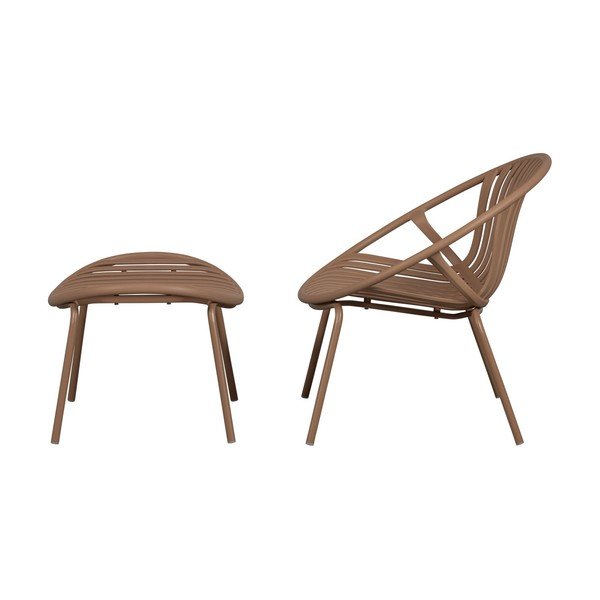 Růžové plastové zahradní křeslo s podnožkou Bruce – WOOOD-image-2