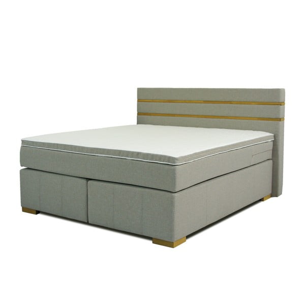 Šedá dvoulůžková boxspring postel Sinkro Victoria, 180 x 200 cm