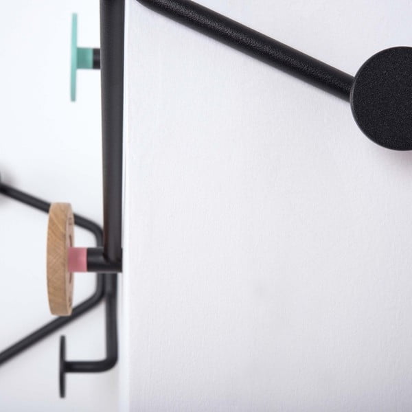 Černý rohový nástěnný věšák s růžovým detailem Gazzda Hook-image-3