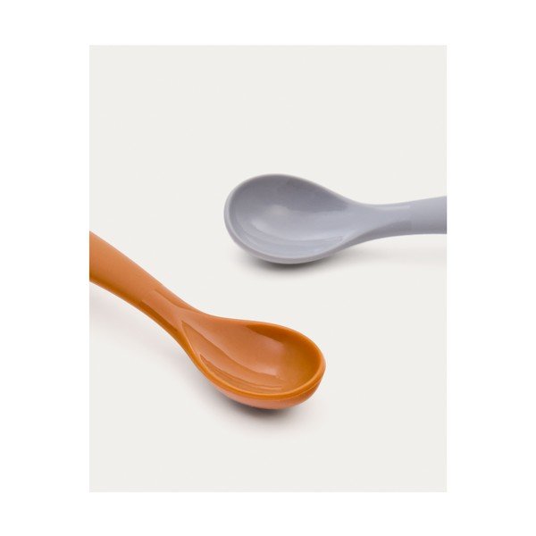 Světle modré/oranžové plastové/ze silikonu dětské lžičky v sadě 2 ks Lili – Kave Home-image-4