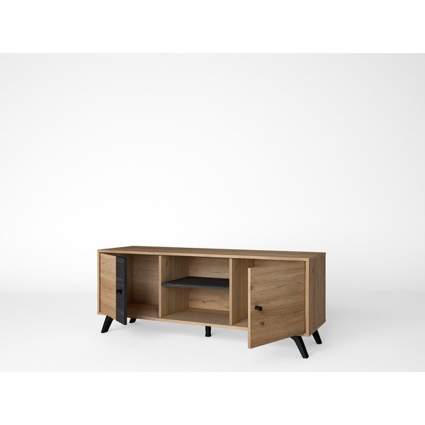 Černý TV stolek v dekoru dubu 136x53 cm Natura - Marckeric-image-1