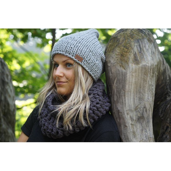 Ručně pletená čepice DOKE Grey Beanie-image-4