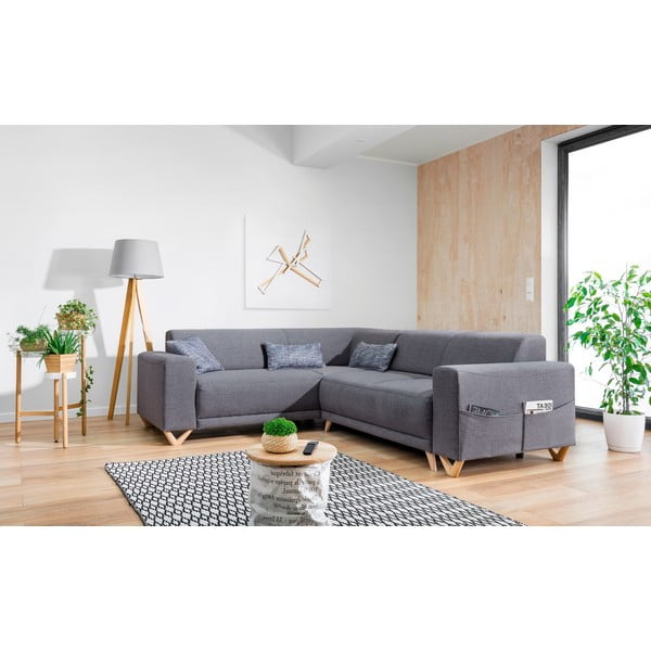 Šedá rozkládací/s úložným prostorem rohová pohovka (levý roh/do L) Classy Sophie – Miuform-image-3