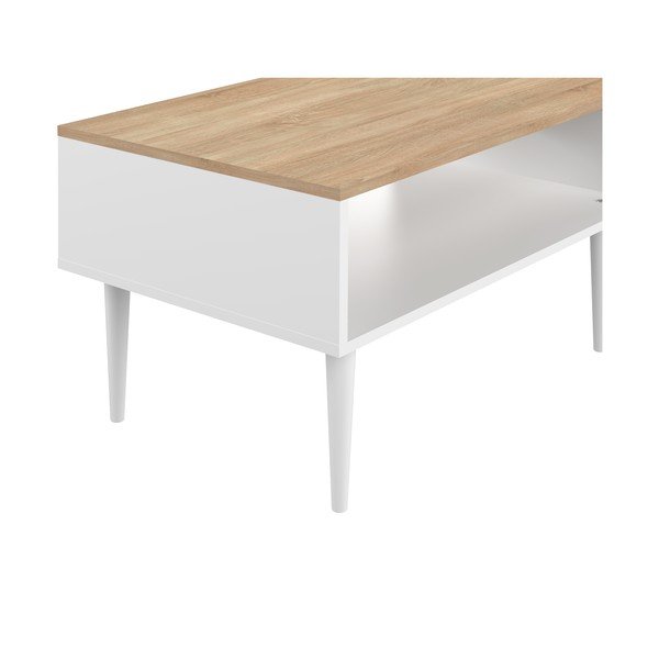 Bílý konferenční stolek s deskou v dekoru dubu 80x47 cm Horizon - TemaHome-image-4