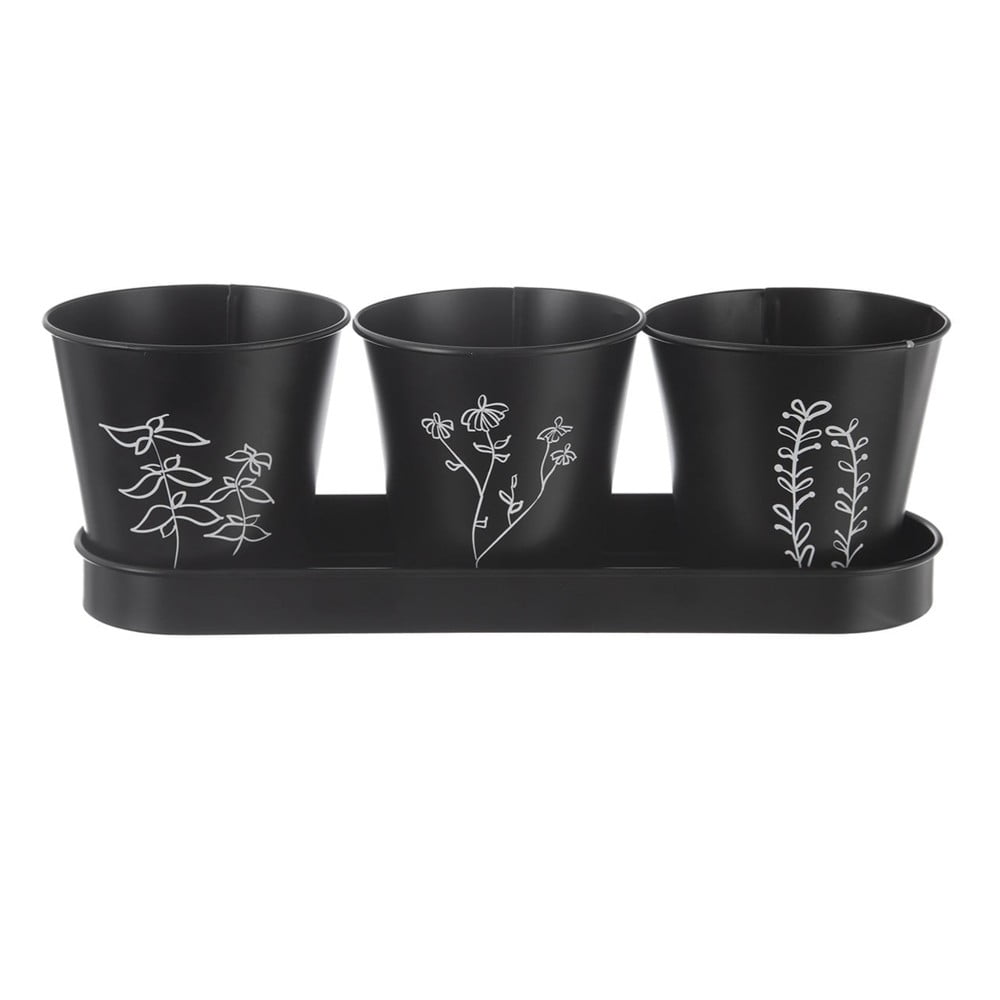Kovové květináče na bylinky v sadě 3 ks ø 11 cm Black – Orion