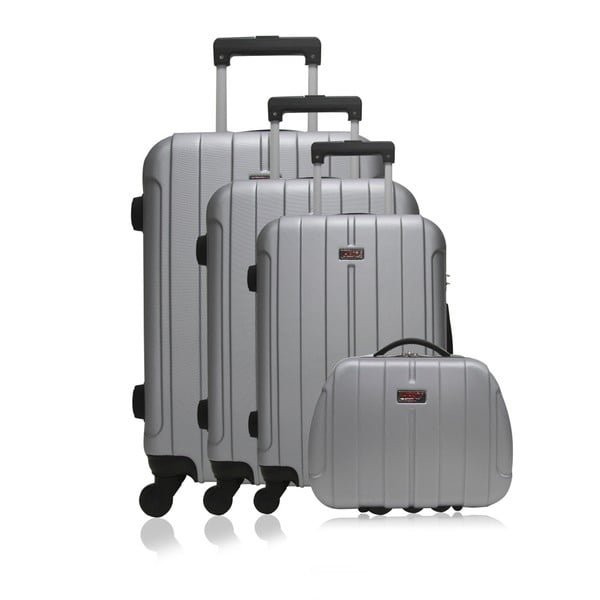 Sada 4 cestovních kufrů na kolečkách ve stříbrné barvě Hero Izmir