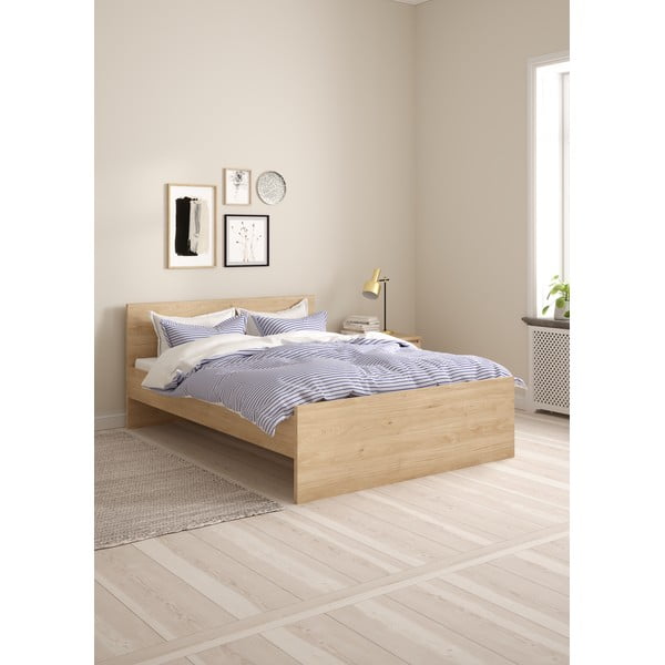 Dvoulůžková postel v dekoru dubu bez roštu 140x200 cm v přírodní barvě Naia – Tvilum-image-1
