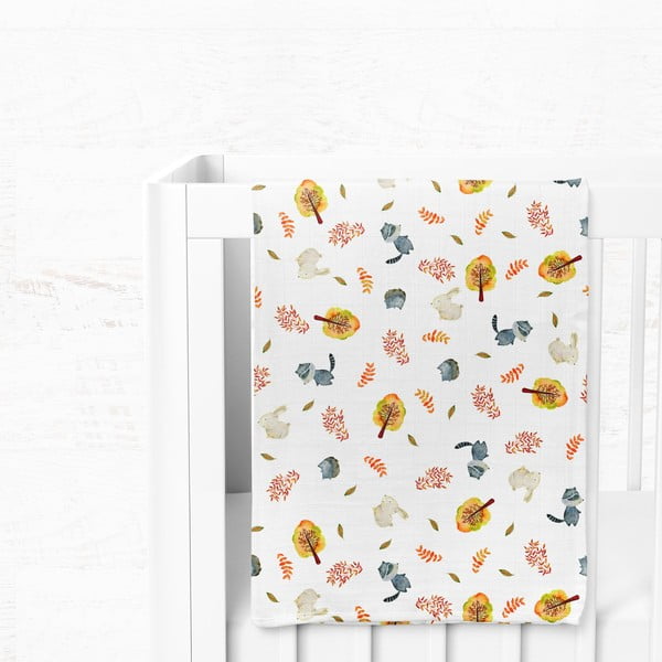 Bílá mušelínová dětská deka 75x100 cm Forest – Mijolnir-image-3