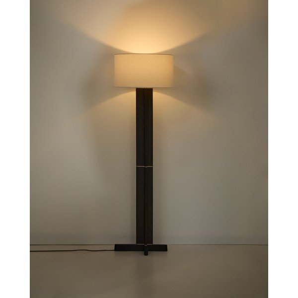 Bílá/tmavě hnědá stojací lampa s textilním stínidlem (výška 150,5 cm) Niani – Kave Home-image-1