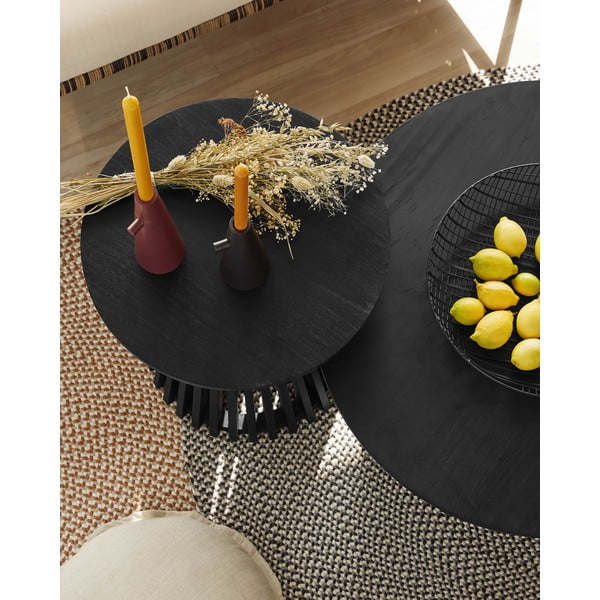 Černý konferenční stolek z teakového dřeva Kave Home Irune, ⌀ 80 cm-image-1