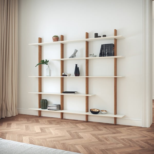 Modulární policový systém v dekoru dubu v bílo-přírodní barvě 224x190 cm Bridge – Tenzo-image-1