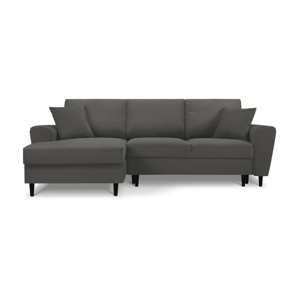 Tmavě šedá manšestrová rozkládací/s úložným prostorem rohová pohovka (levý roh/s lenoškou) Kyoto – Cosmopolitan Design