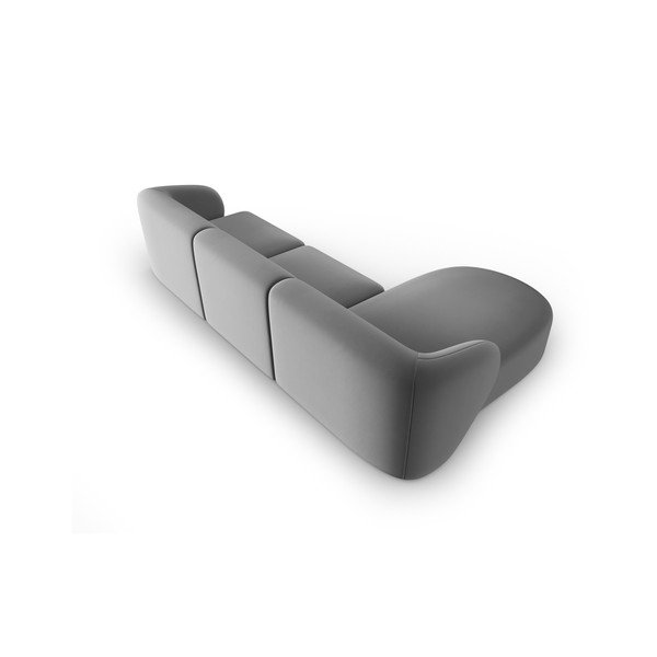 Šedá sametová rohová pohovka (levý roh/s lenoškou) Paolo – Milo Casa-image-3