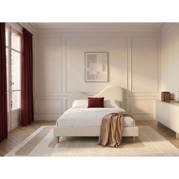Bílá čalouněná čalouněná dvoulůžková postel s roštem 160x200 cm Celina – Bobochic Paris-image-2