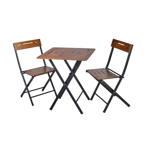 Tmavě hnědý zahradní jídelní set pro 2 Bistro – Floriane Garden-image-2