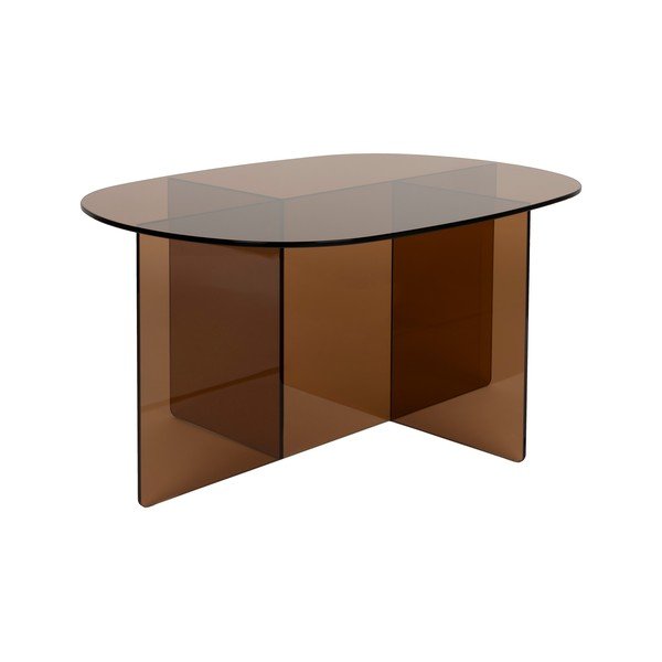 Hnědý skleněný konferenční stolek 60x80 cm Linea – Zuiver