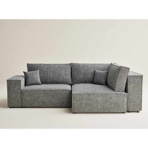 Šedá žinylková rozkládací/s úložným prostorem rohová pohovka (pravý roh/do L) Tonga – Maison de Rêve-image-2