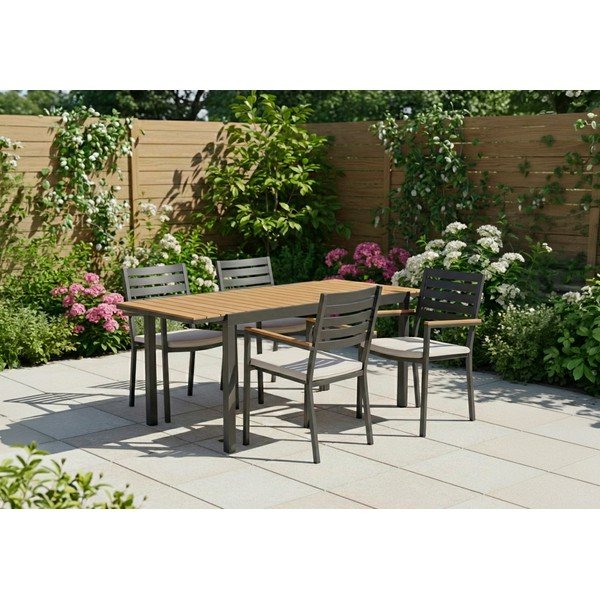 Antracitové kovové zahradní židle v sadě 4 ks Henna   – Bizzotto-image-1