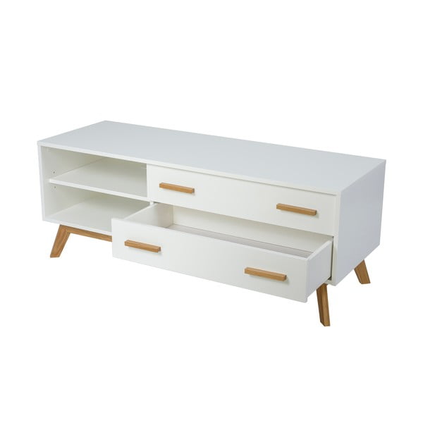 Bílý TV stolek 130x50 cm Kensal – Woodman-image-2