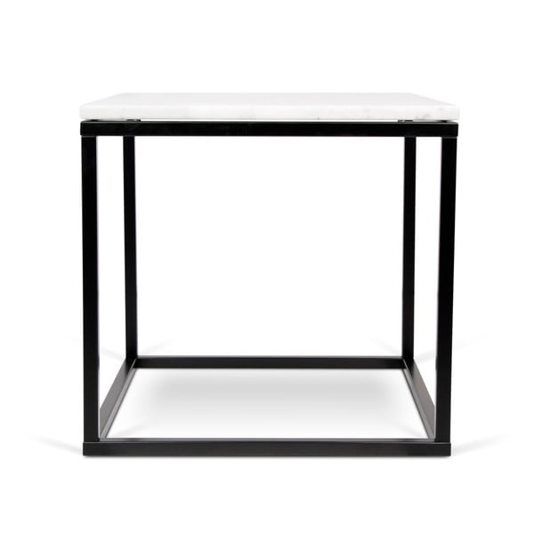 Konferenční stolek s černým podnožím a bílou mramorovou deskou TemaHome Prairie, 50 x 50 cm