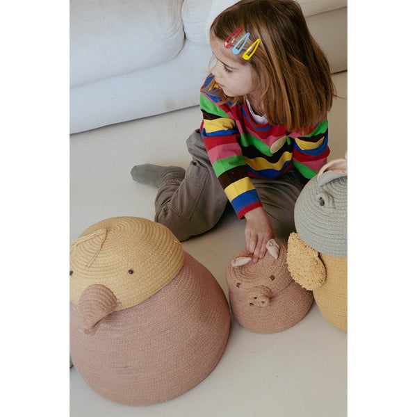 Světle růžový látkový dětský koš na hračky ø 17x15 cm Mini Peggy the Pig – Lorena Canals-image-4