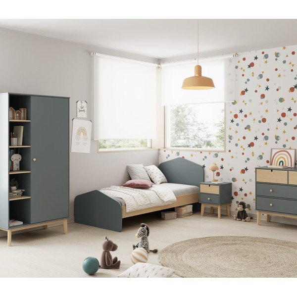 Dětský noční stolek šedozelený Estefania – Marckeric-image-1