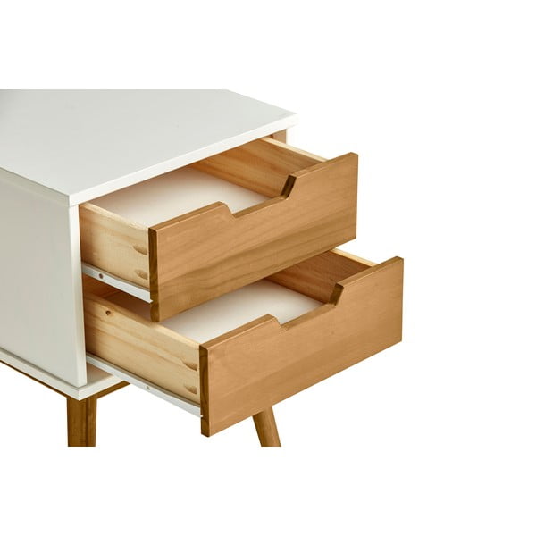 Bílo-hnědý noční stolek z masivního borovicového dřeva Marckeric Baku-image-4