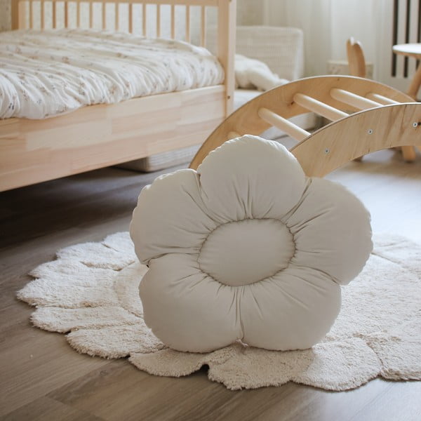 Krémový pratelný ručně tkaný bavlněný dětský koberec ø110 cm Gabrielle – Nattiot-image-4