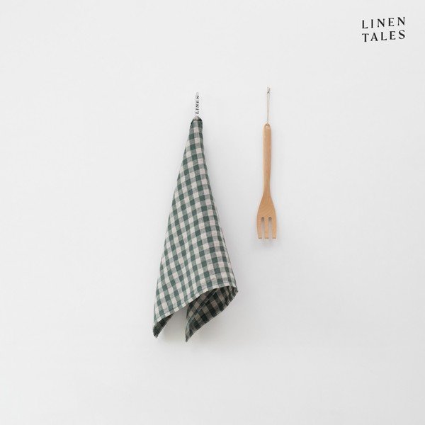 Lněná utěrka 45x65 cm Forest Green Gingham – Linen Tales