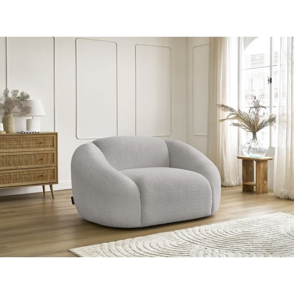 Světle šedé křeslo z textilie bouclé Tina – Bobochic Paris-image-4