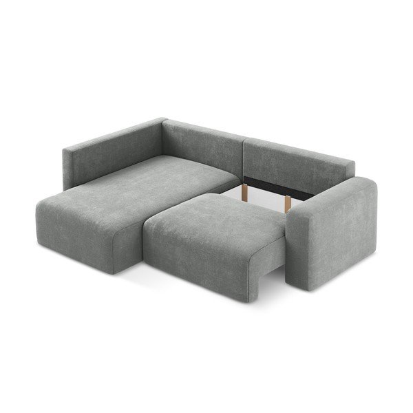 Šedá žinylková rozkládací/s úložným prostorem rohová pohovka (levý roh/do L) Kona – Makamii-image-4