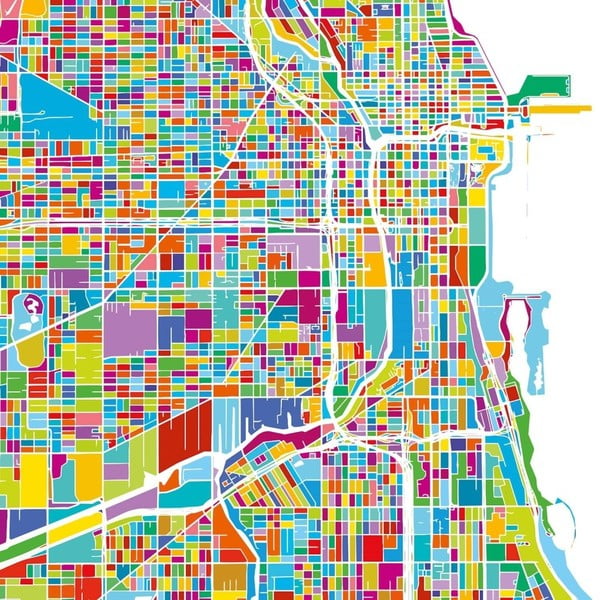 Obraz Homemania Maps Chicago, 60 x 60 cm