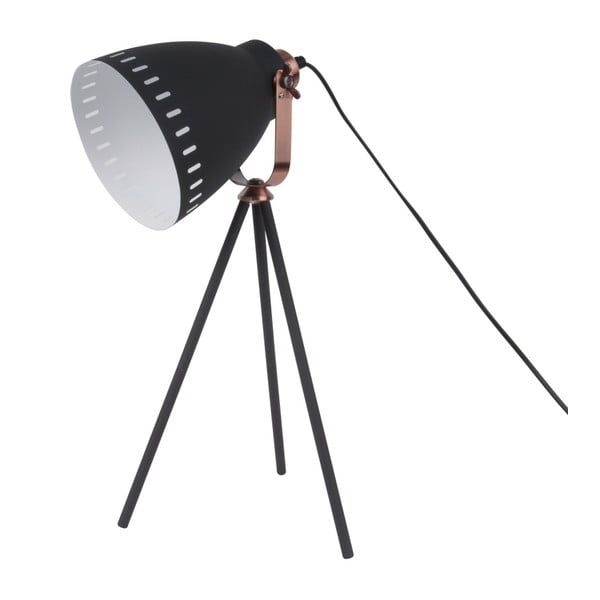 Černá stolní lampa s detaily v měděné barvě Leitmotiv Mingle