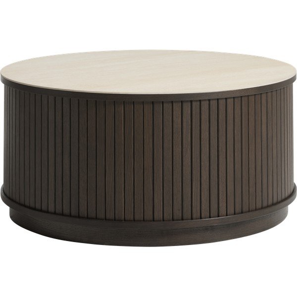 Kulatý konferenční stolek s keramickou deskou v tmavě přírodní barvě ø 85 cm Enna – Unique Furniture-image-4