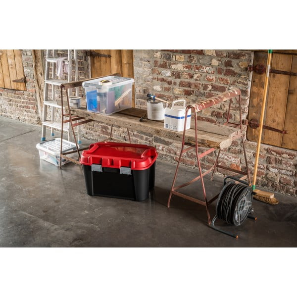 Červeno-černý plastový úložný box s víkem 59x39,5x36 cm Totem – Curver-image-1