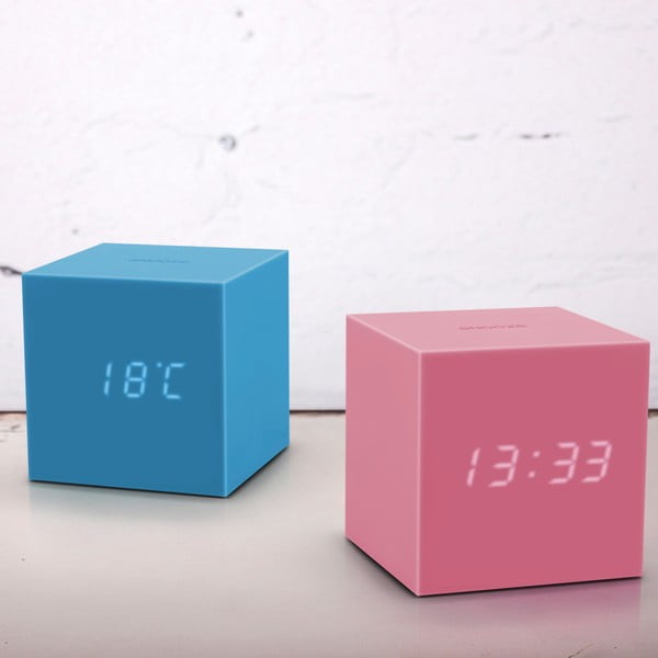 Růžový LED budík Gingko Gravity Cube-image-1