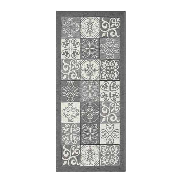Šedý vysoce odolný kuchyňský koberec Webtappeti Maiolica Grigio, 55 x 190 cm