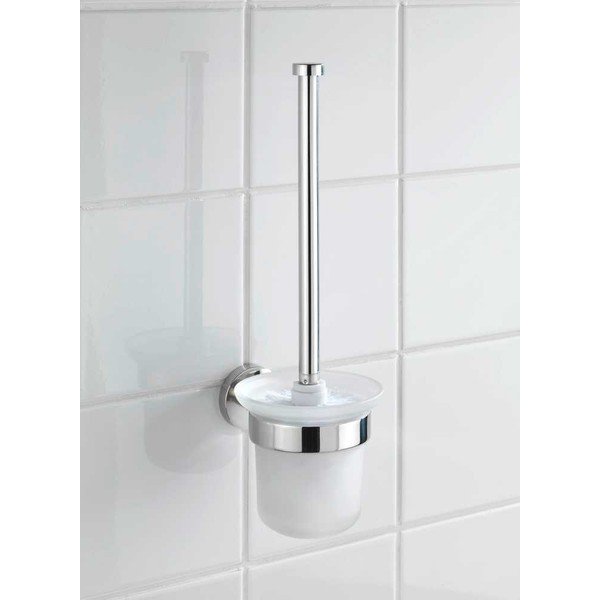 Nástěnná skleněná WC štětka v leskle stříbrné barvě Bosio – Wenko-image-1