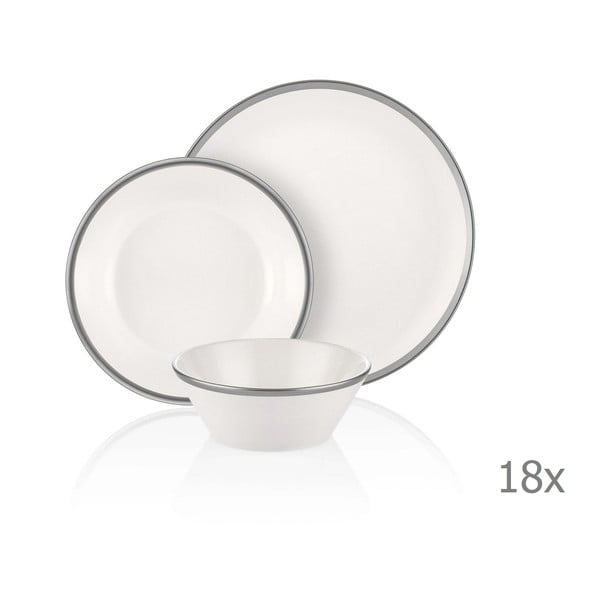 18dílný set porcelánového nádobí Mia Halos Silver