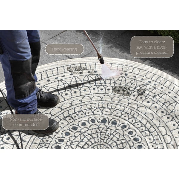 Šedo-krémový venkovní koberec NORTHRUGS Porto, ⌀ 140 cm-image-4