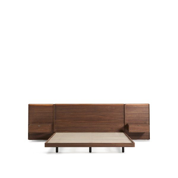 Hnědá dvoulůžková postel z březového dřeva s roštem 160x200 cm Norlen – Kave Home-image-3