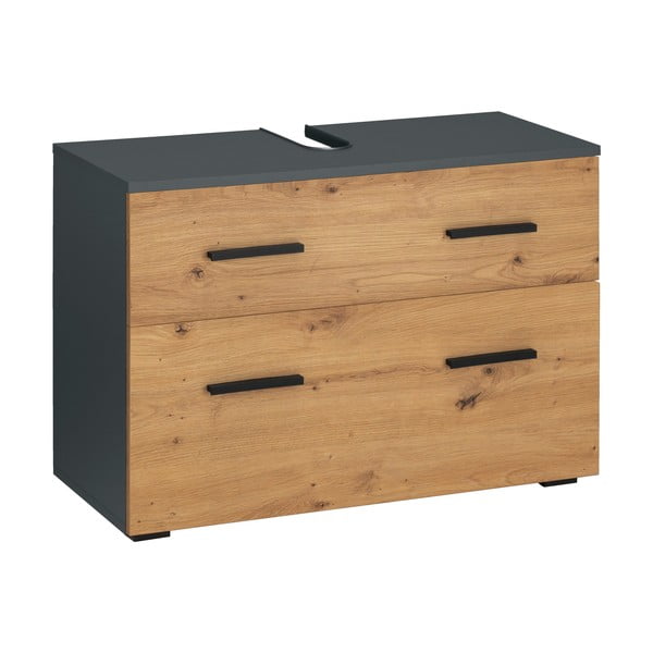 Skříňka pod umyvadlo v dekoru dubu v přírodní barvě 55x35 cm Malika – Støraa-image-1