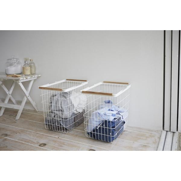 Koš na prádlo s detailem z bukového dřeva YAMAZAKI Tosca-image-1