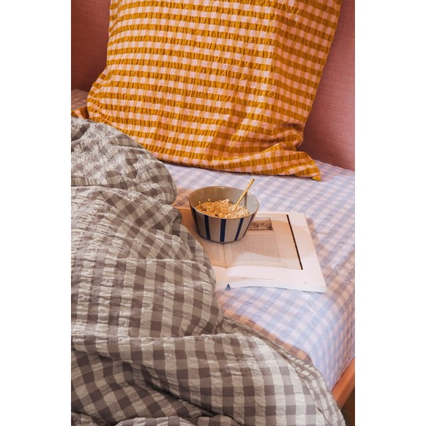 Šedo-béžové prodloužené krepové povlečení na dvoulůžko 200x220 cm Bæk&Bølge – JUNA-image-4