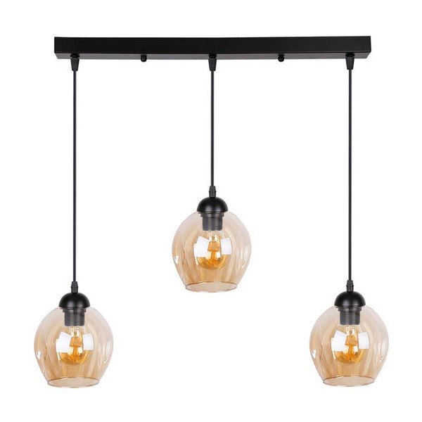 Černé závěsné svítidlo se skleněným stínidlem 14x70 cm Aspa – Candellux Lighting-image-3