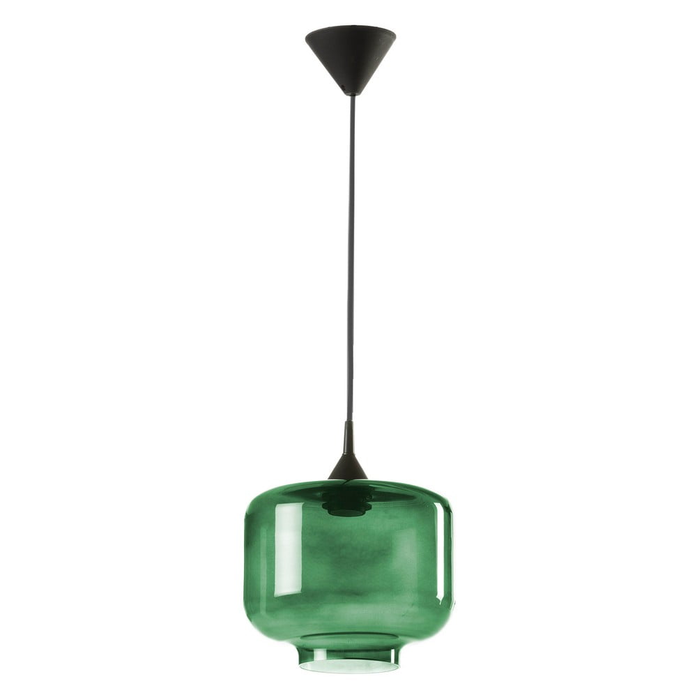 Černé závěsné svítidlo se zeleným skleněným stínidlem Tierra Bella Ambar, ø 25 cm