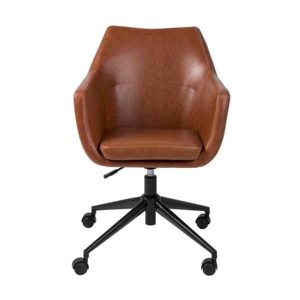 Hnědá kancelářská židle na kolečkách z umělé kůže Actona Nora-image-1