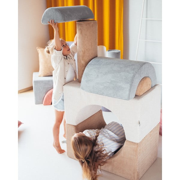 Krémové manšestrové pěnové hřiště 75x49x37 cm Rainbow Montessori – Wigiwama-image-3